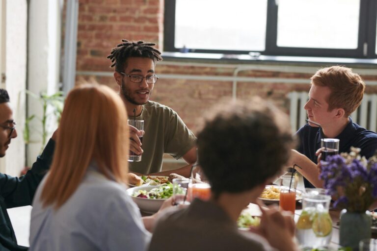 group of person eating indoors